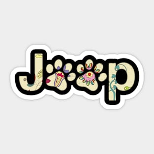 Floral Jeep Dog Paws Jeep Lover Cute Jeep Girl Jeep Women Flower Jeeps Sticker